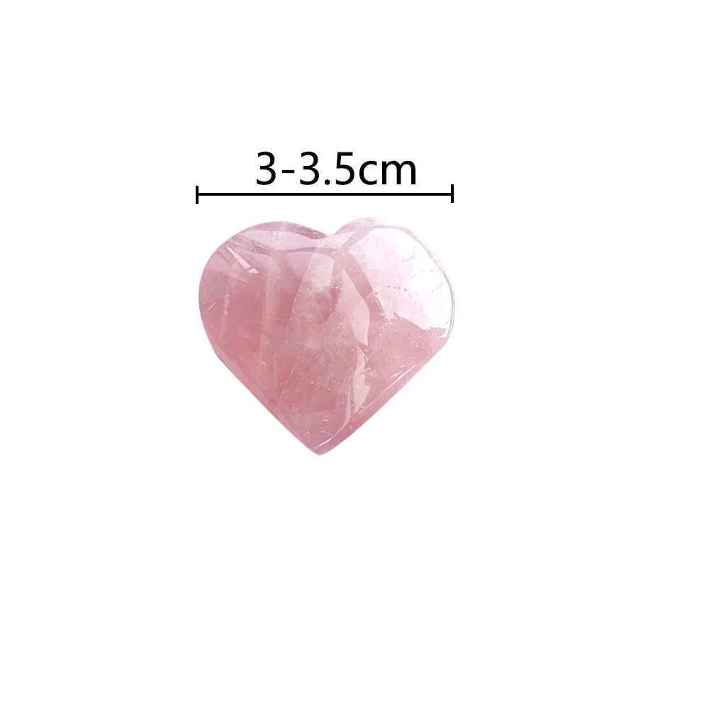 1PC Hibiscus Powder Natural Crystal Heart Shape Reiky Gemstone Pink Crystal Love  Rose Quartz Lovers Gift Collection Decoration