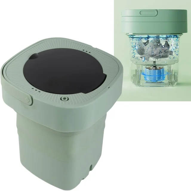Foldable Washing Machine,6.5L Portable Travel Folding Washing Bucket  Underwear Baby Clothes Small Items Washer with Spin Dryer 3