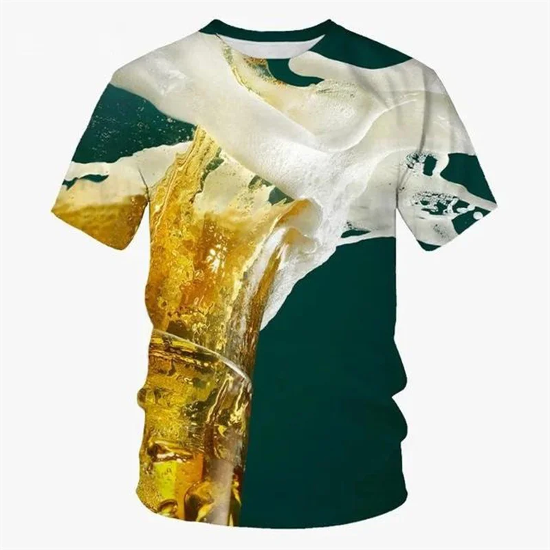 

Funny 3D Beer Printing T-shirt Men's Personality Beer Festival Graphic T Shirt Casual Short-Sleeved Summer Tee Shirts Tops