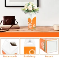 Hot Selling-Orange Juice Vase Vintage Juice Box Vase Cute Flower Vases Decor Cute  Vase Multipurpose Decorative,Orange Ju 2