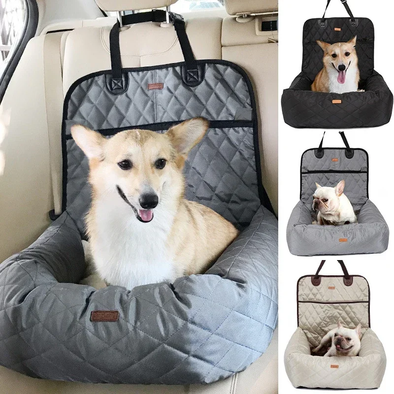 2in1PetDogCarrierFoldingPetCarSeatPadSafeCarryHousePuppy