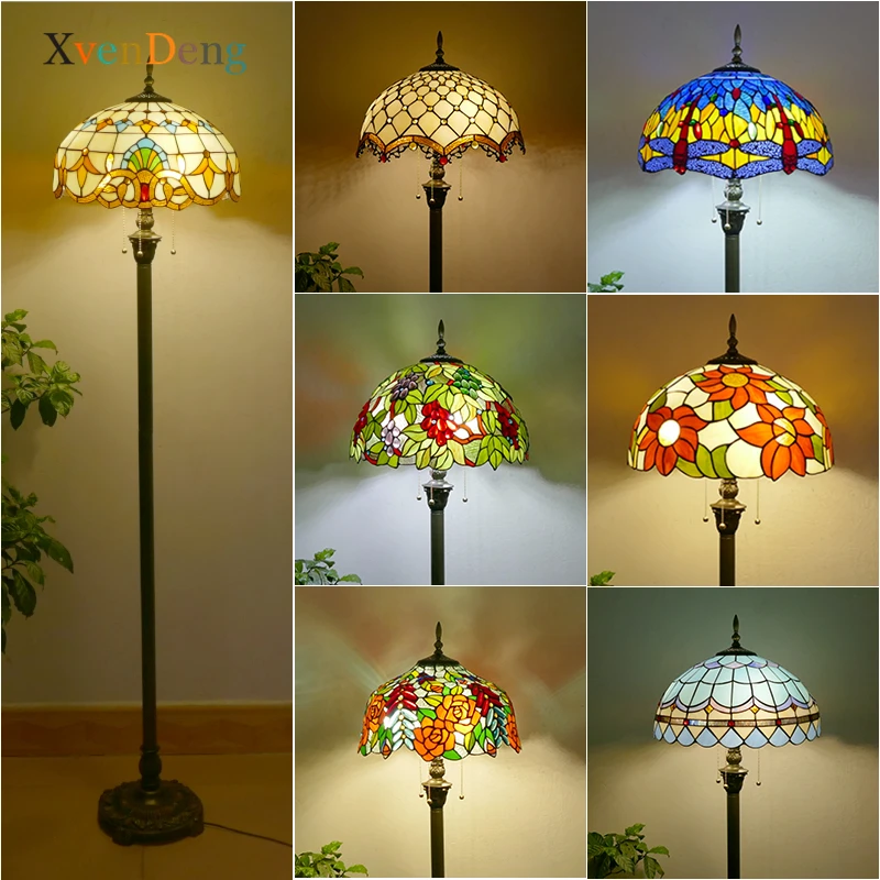 Tiffany Floor Lamps For Bedroom Mediterranean Baroque Stained Glass Standing Lamp Living Room Vintage Floor Light Corner Lamp Aliexpress