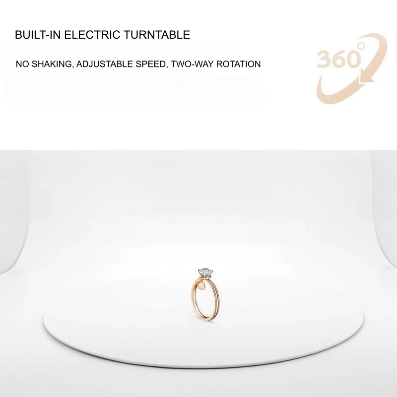 Professional Gold and Silver Jewelry Photography Light Box 360&deg; Panorama Video Shooting Metal Case Studio Electric Rotary Table