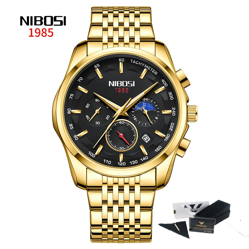 NIBOSI 2022 Relogio Masculino Fashion Brand Luxury Mens Watches Stainless Steel Waterproof Sports Quartz Men Watch For Gift Box 
