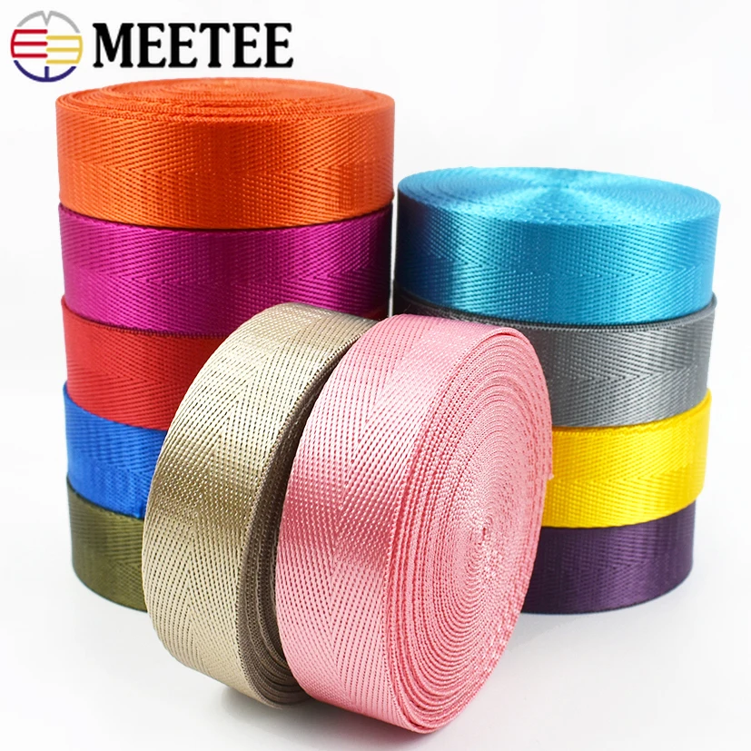 20-50mm Colored Nylon Webbing for Backpack Strap Car Seat Belt Ribbon DIY Garment Binding Tape Sewing Accessories 5Meters webbing craft supplies cotton webbing tapes webbing strap fabric craft supplies Meetee