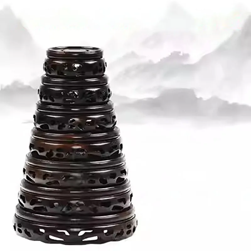 Chicken Winged Wood Round Tea Pot, Buddha Statue, Vase, Flower Pot, Strange Stone, Solid Wood Bracket, Redwood Base