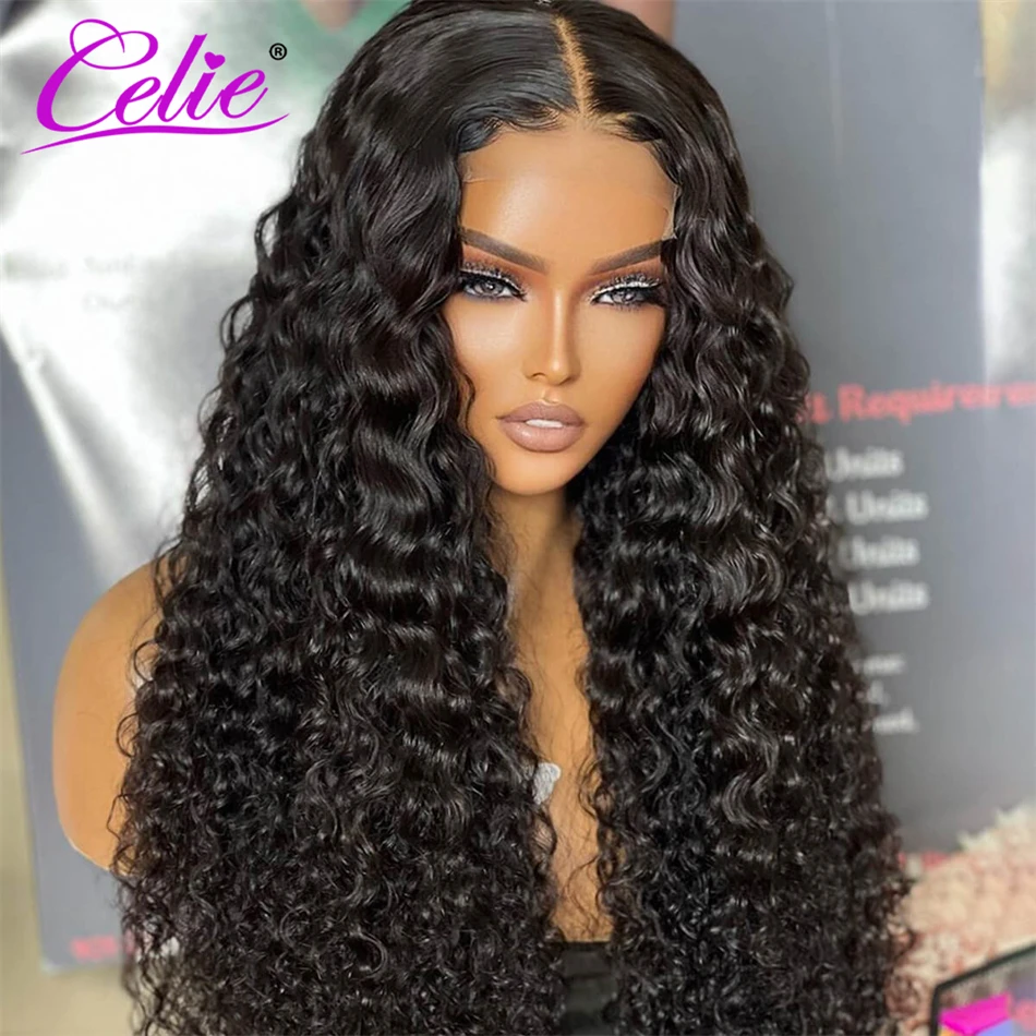Celie Water Wave 13x6 HD Transparent Lace Front Human Hair Wigs HD Lace Frontal Wig Brazilian Water Wave High Density Wig