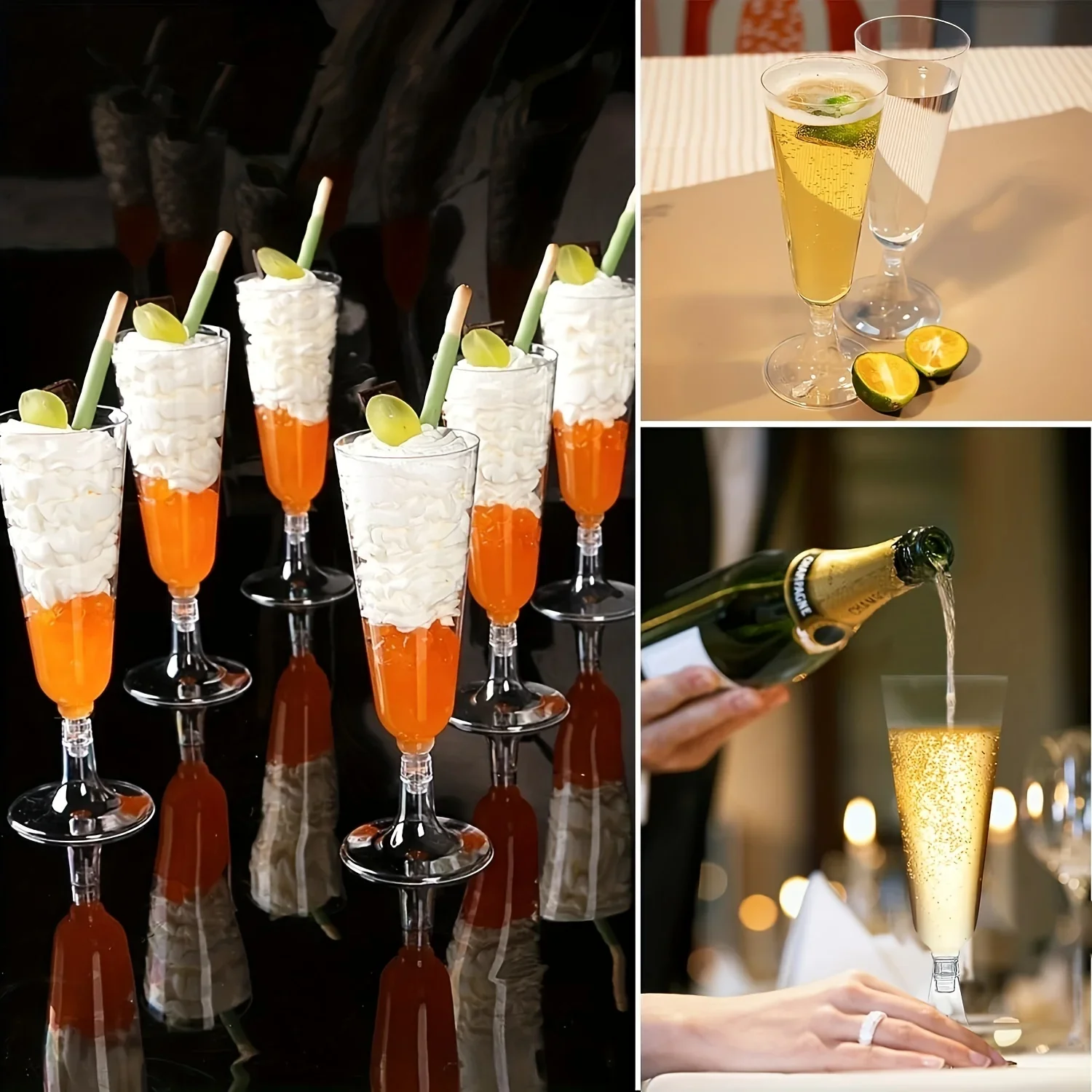 Plastic Cups Plastic Champagne Flutes 25pcs 150ml Disposable Sparkling Champagne Bar Cups Clear Toasting Glasses for Weddings Cocktail Event