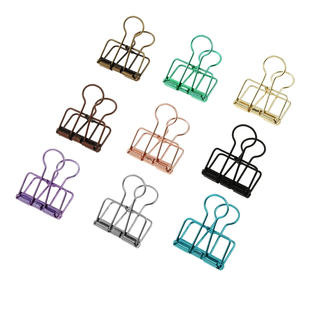 

5 Pcs Metal Clips Novelty Solid Color Hollow Out Metal Binde Notes Letter Paper Clips Office Stationery Supplies