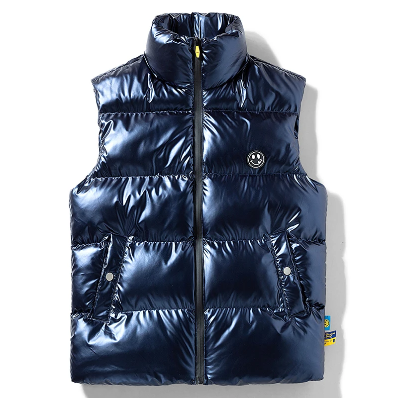

2022 New Winter Men Thick Vest Warm Bright Waistcoat Windproof Waterproof Male Clothing Streetwear Oversize Vests 6XL 7XL 8XL