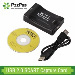 PzzPss USB 2.0 Video Capture Card 1080P Scart Gaming Record Box Live Streaming Recording Home Office DVD Grabber Plug And Play