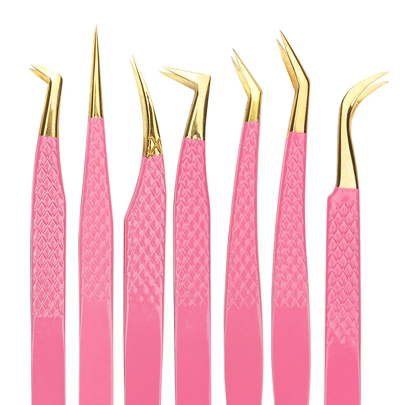 Stainless Steel Eyelash Tweezers Anti-static Non-magnetic Professional 1PC