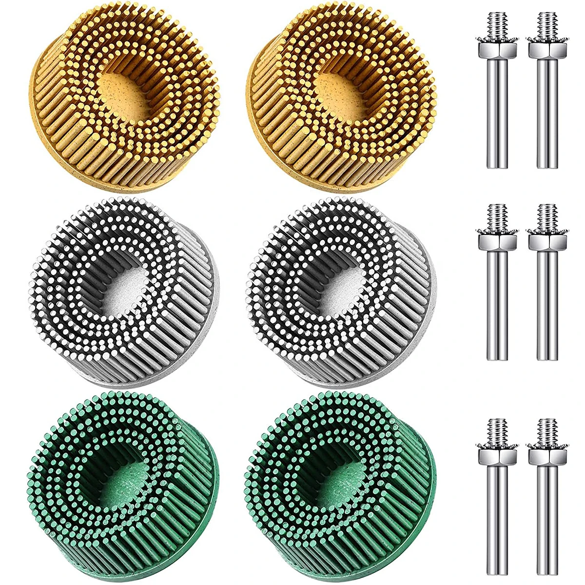 

6Pcs Bristle Disc 2 Inch 50# 80# 120# Abrasive Brush Disc with 1/4 Inch Shank Soft Flexible Coating Removal Disc Electric Drill