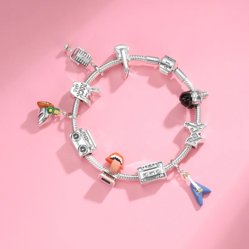 Love Music 925 Sterling Silver Fashion Music Circus Food Rock Charms Beads Fit Original JIUHAO Charm Bracelet Jewelry Making beads charms,charm jewelry,loose beads,sterling silver jewelry,charm bead,silver charm bracelet,sterling silver beads,beads jewelry,silver charm bead,sterling silver beads charm