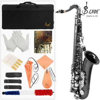 SLADE Tenor Saxophone B Flat Black Nickel Plating ​Beginner Saxophone with Cleaning Wipe Carrying Case Neck Strap Reeds Complete