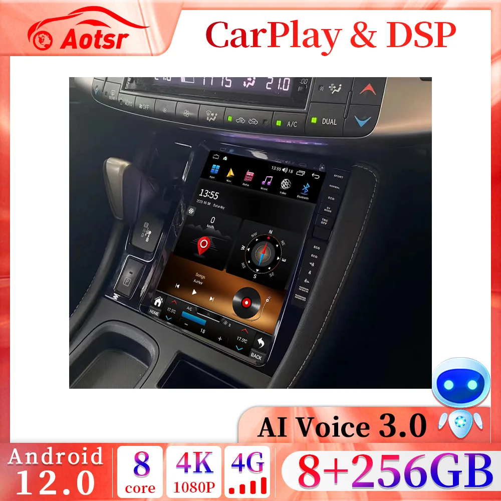 

10.4" Android 12.0 Tesla Screen Car Radio Player GPS Navi for Lexus CT200h CT200 2012-2018 Stereo Multimedia carplay Player Unit
