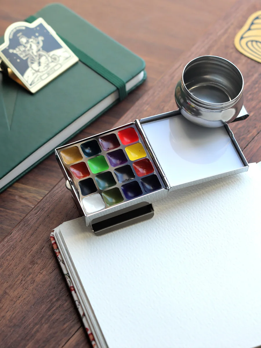 Mini Portable Paint Box Watercolor Paint Dispenser Set Travel Watercolour Set 10/16 Grids Watercolor Palette Empty Box