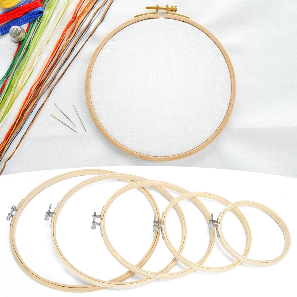 

5Pcs Round Embroidery Hoops Cross Stitch Frame Ring Loop Bamboo Hand Sewing Tools