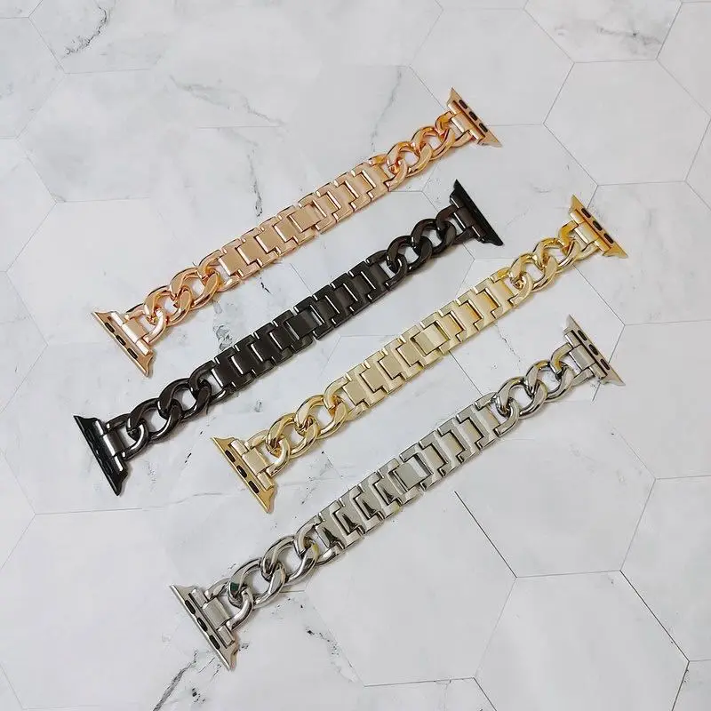 Metal Denim Chain Watch Strap for Sport Smart Watch Band 40mm 38mm Bracelet Wristband for Watch Band 42mm 44mm