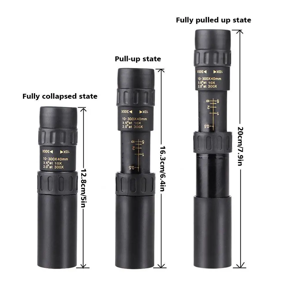 10-300x Zoom Portable Strong Binoculars Long Range Professional Spyglass Monocular Telescope Low Night For hunting phone lens 4