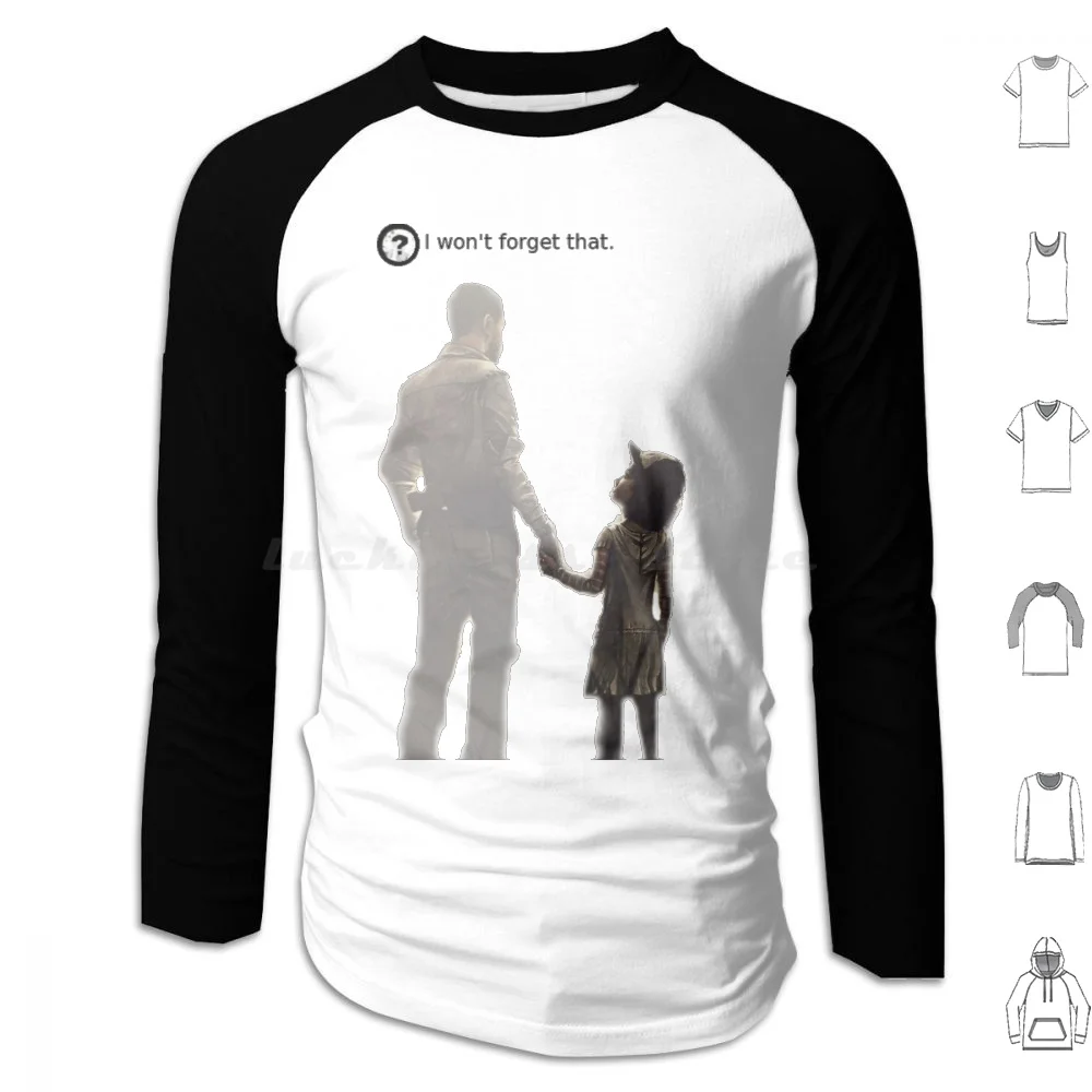 Non Voglio Dimenticare Questo. Felpa Con Cappuccio In Cotone Manica Lunga Twd The Walking Dead Telltale The Walking Dead Game Clementine Lee