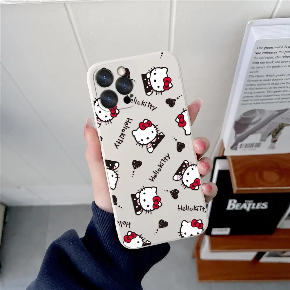 thumbnail image 1 of Cartoon Phone Case For iPhone 15 14 13 12 11 Pro Max Mini 7 8 15 Plus SE2020 14 13 Fundas Liquid Silicone Back Cover Hello Kitty, 1 of 5