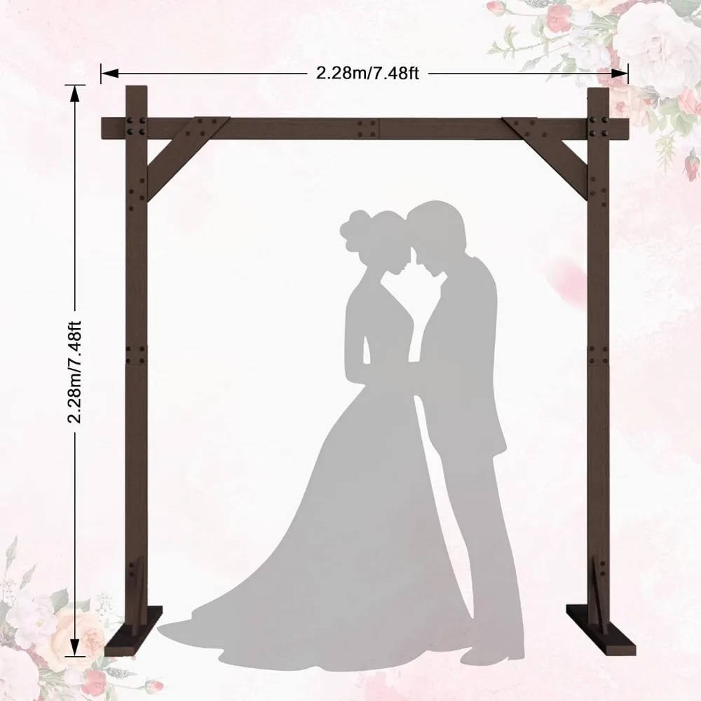 7.48FT Wooden Wedding Arch, Wooden Arch Backdrop Stand Square Arch Wedding Arbor Arches for Ceremony Wood