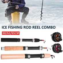

Portable Winter Fishing Rod Reel Combo Telescopic Fishing Rod Glass Fiber Ice Fishing Rod Anti Slip EVA Grip Fishing Pole Tackle