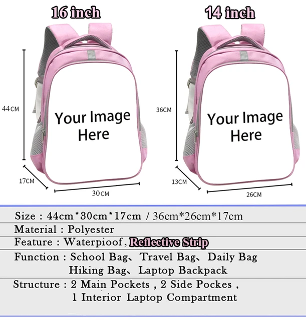 Cusomized Design Your Own Image School Backpack 15 Inch 3D Printing Primary  Children Bookbags School Bag for Boy and Girl - AliExpress