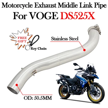 Slip On For VOGE DS525X DS 525X Motorcycle Exhaust Modify Middle Link Pipe Escape Moto System Mid Connect 51MM Muffler Bike Tube