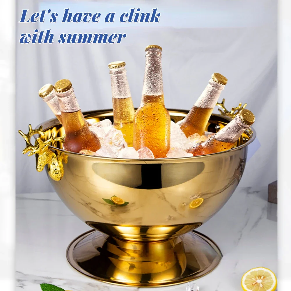 Stainless Steel Champagne Ice Bucket, KTV Bar Party Ice Wine Basin, Living Room Decoration, Creative Home, Hotel and Restaurant