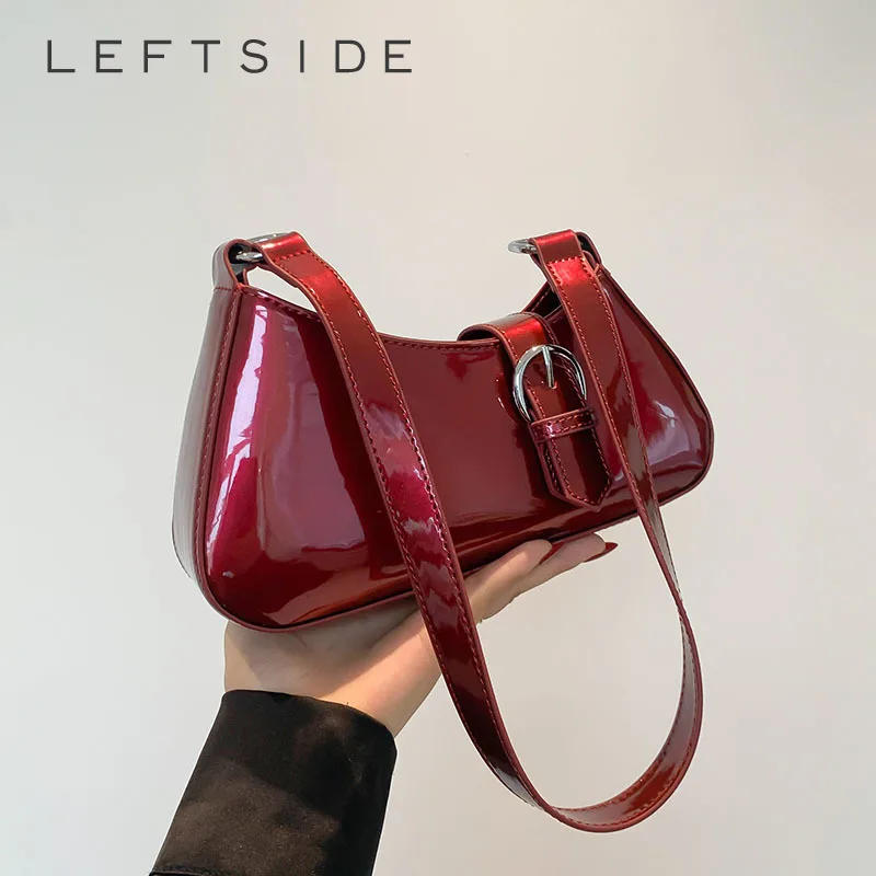 

Small Cute Shoulder Bags for Women 2024 Korean Fashion Trend Design Patent Leather Handbags and Purses Y2K Red Crossbody Bag