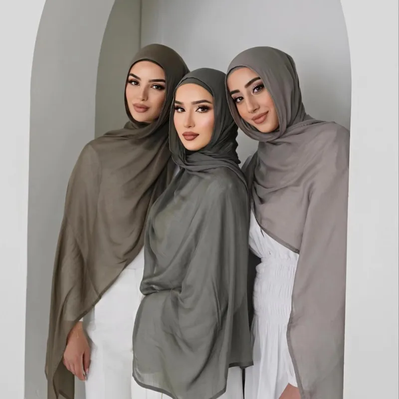 2pcs Set Modal Hijabs with Underscarf Caps Rayon Cotton  display picture 1