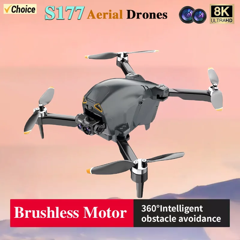 Drone Quadcopter S177 RC Mini Drone With 8K Camera HD Professional Intelligent Obstacle Avoidance Brushless Motor Foldable