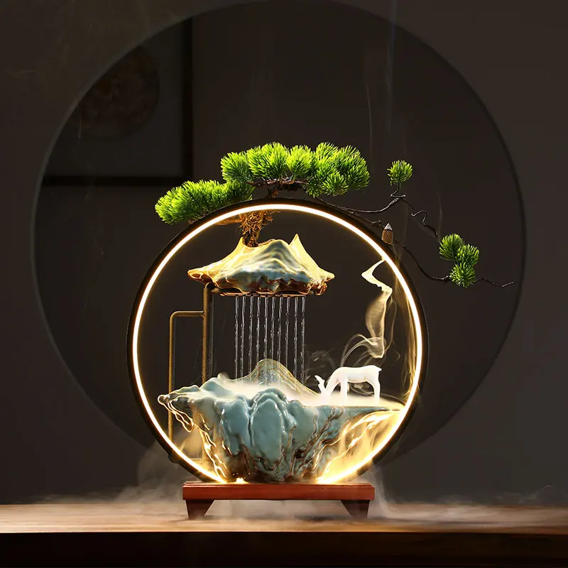 

Waterfall Aromatic Incense Holder Air Humidifi Aesthetic Creative Incense Burner Electric Ceramic Portaincienso Fountain