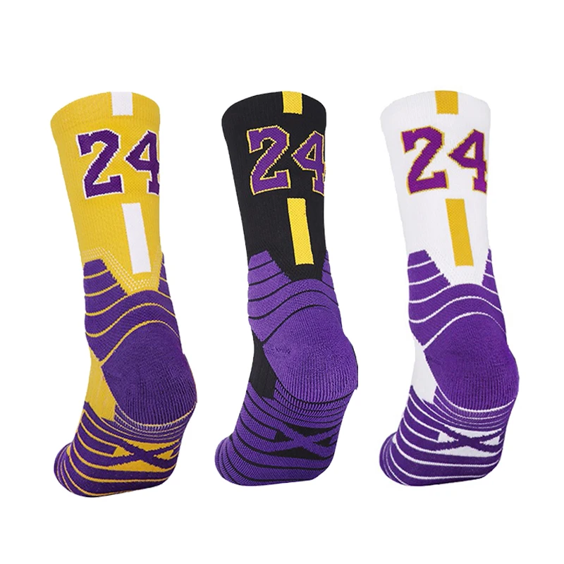 

3 Pairs Basketball socks with numerical numbers, star numbers, sports socks, elite training socks, NO.24