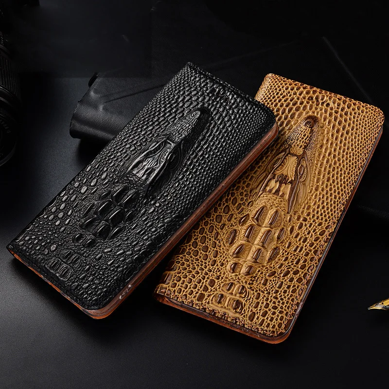 

Luxury Crocodile Head Genuine Leather Magnetic Flip Case For OPPO Realme X XT X2 X3 X7 Max X50M X50 X9 Pro Ultra Cover Cases