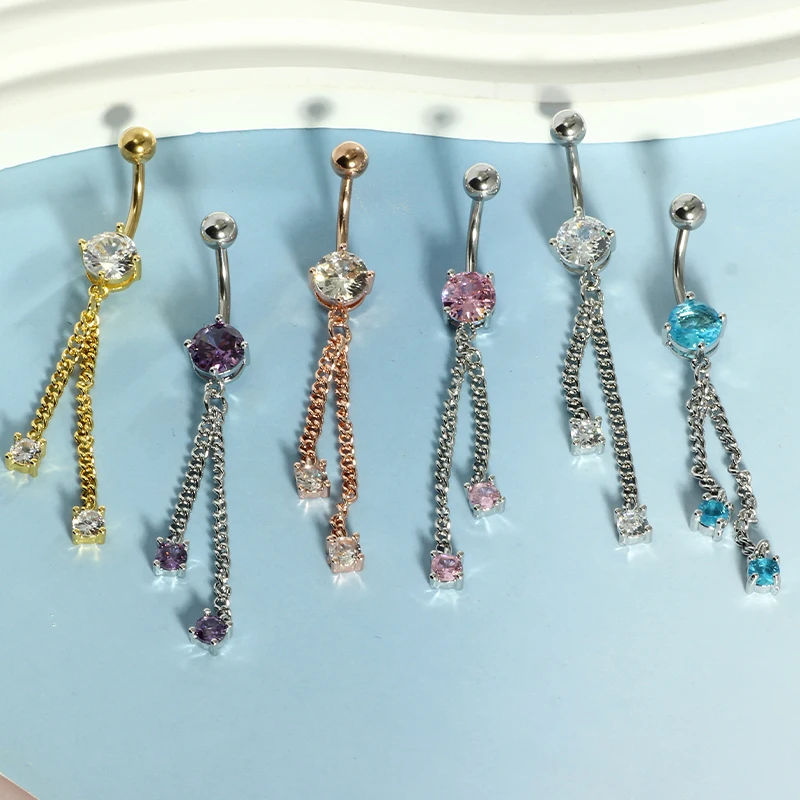 wholessales belly button piercing stainless steel chain dangle navel rings for women 6 color choose