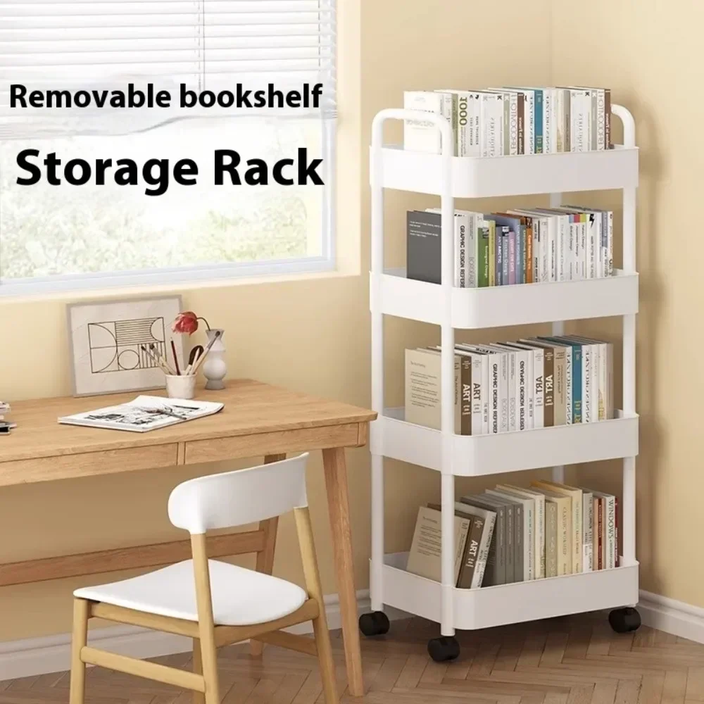 Bookshelf Storage Trolley Mobile Kitchen Trolley Organizer With Wheels Gap Mobile Bookshelf Household Snacks StorageRack
