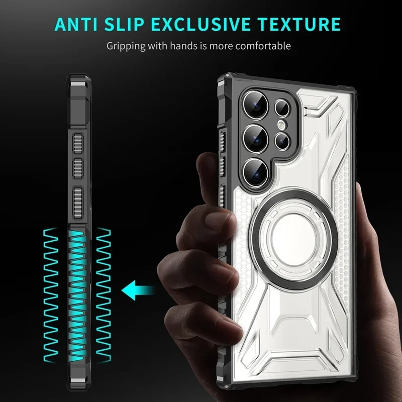 Rugged Shockproof Armor Case with Magnetic Wireless Charging Compatibility