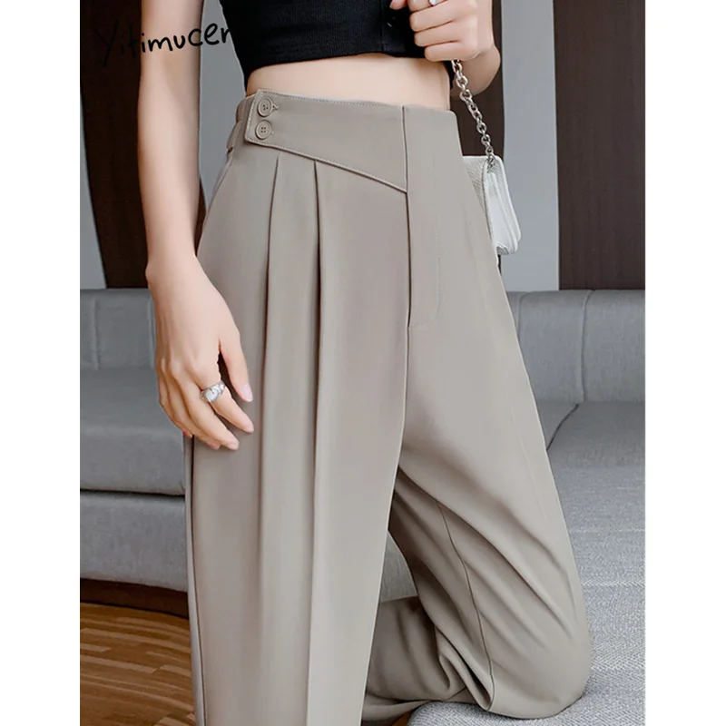 Black Suit Harlan Pants Women's 2023 New High Waist Korean Style Fashion Pencil Pants Office Women's Chic Ankle-length Pants fashion spring new zipper stretch pants women red casual pants harlan jeans women black jean femme summer denim pant white137