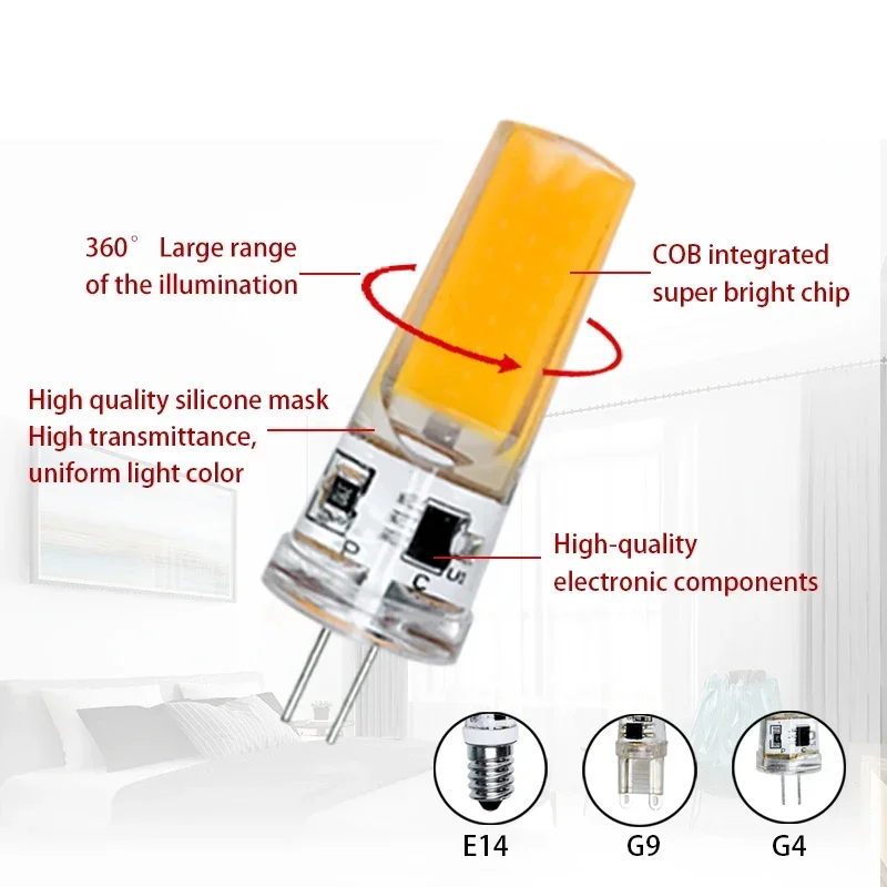 5 Piezas De Luz LED COB G4 2W/3W/5W 6W 12VAC/DC Spotlight Iluminación Colgante Reemplazar Lámparas Halógenas, Blanqueamiento Natural, 2W - 2 Piezas