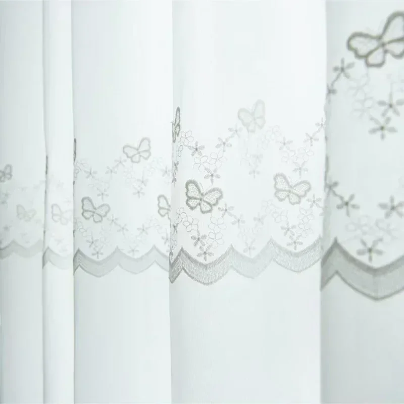 Window Screen Light-proof and Opaque Bedroom Bay Window 2025 New Love Modern Minimalist 1pc Small Butterfly Flower Embroidery 2