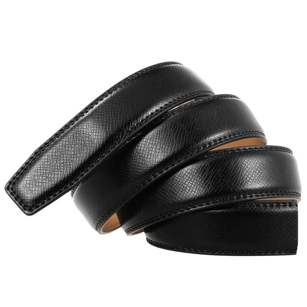 30mm 31mm Width Belt No Buckle For Men Black Coffee Men's Business Cow Leather Ratchet Belts Strap Without Buckles