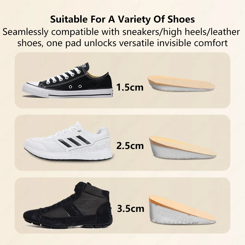 Silicone Gel Height Increase Insole Heel Lifting Inserts Shoe Foot Care Protector Elastic Cushion Arch Support Insert for Unisex