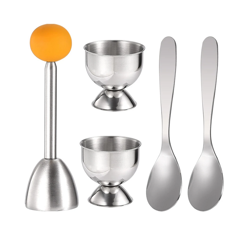 

Egg Topper Set Soft Hard Boiled Eggs Separator Tool 2 Egg Cups,2 Metal Spoons&1 Soft Boiled Egg Cutter or Opener