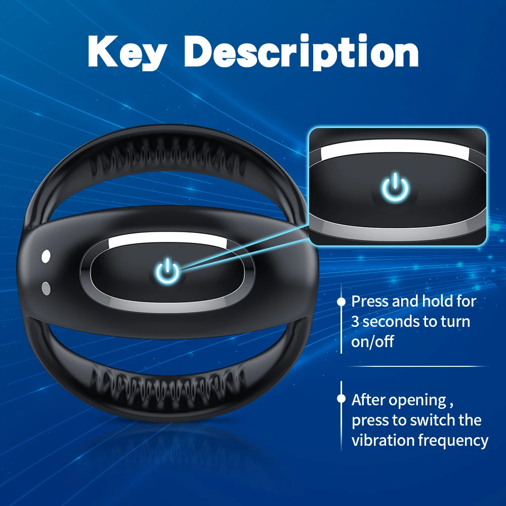 Bluetooth Wireless Remote Control Vibrating Cock Ring Delayed Ejaculation Penis Ring Vibrator Adults Sex Toy for Men Masturbator