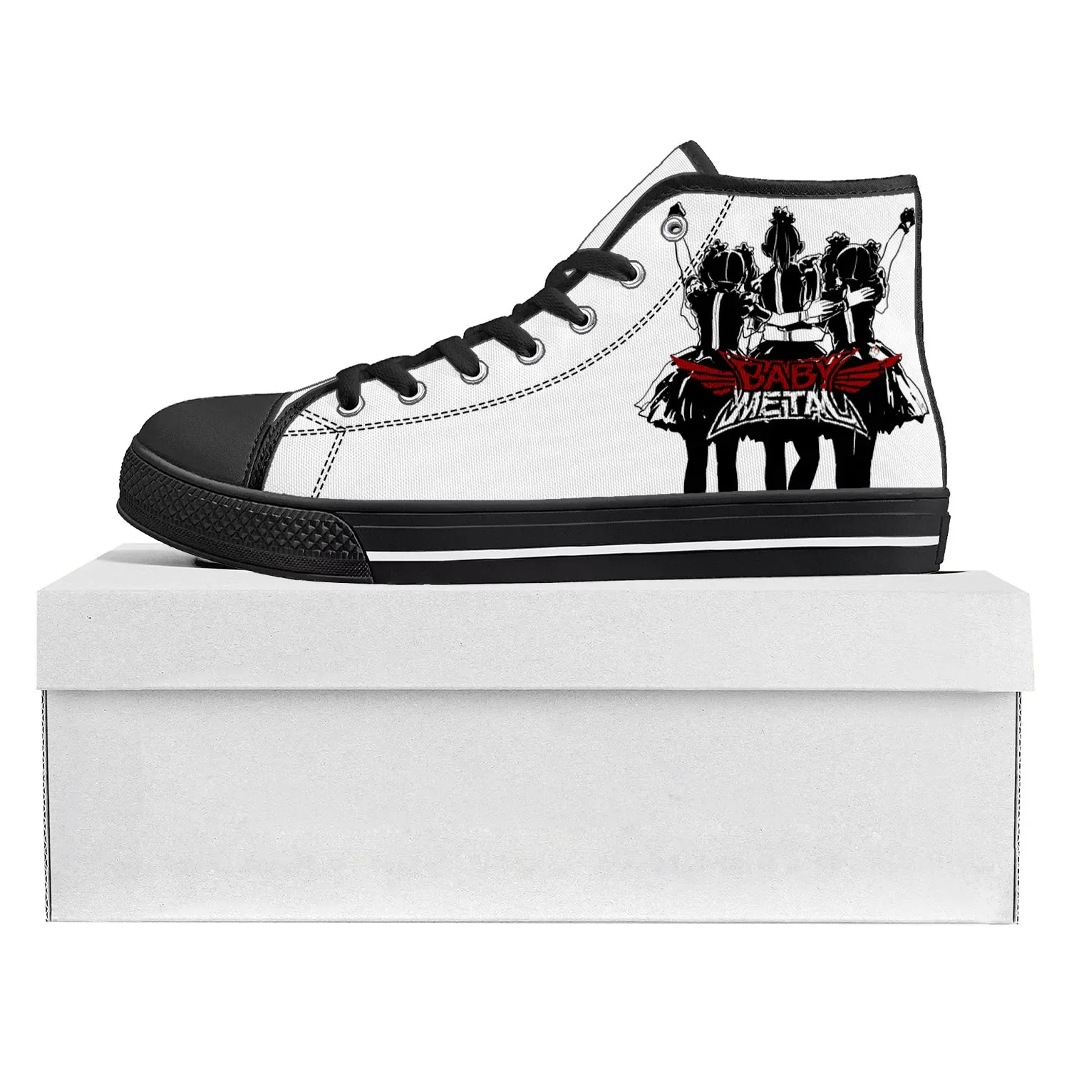 Babymetal Rock Band Pop Fashion High Top High Quality Sneakers Mens Womens Teenager Canvas Sneaker Couple Shoe Custom Shoe Black