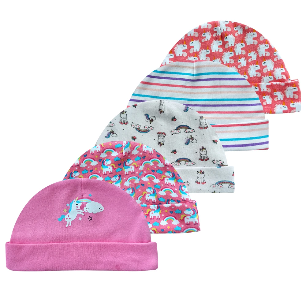 5 Pcs Infant Caps 100%Cotton Fashion Casual Cute 0-6Months Newborn Boy Girl Hats Soft Baby Accessories 6