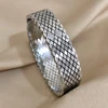 Stainless Steel Corssed Rhombus Grid Bracelet Bangle for Women Waterproof Rhinestones Cuff Bracelet Wristband Jewelry Gifts 3